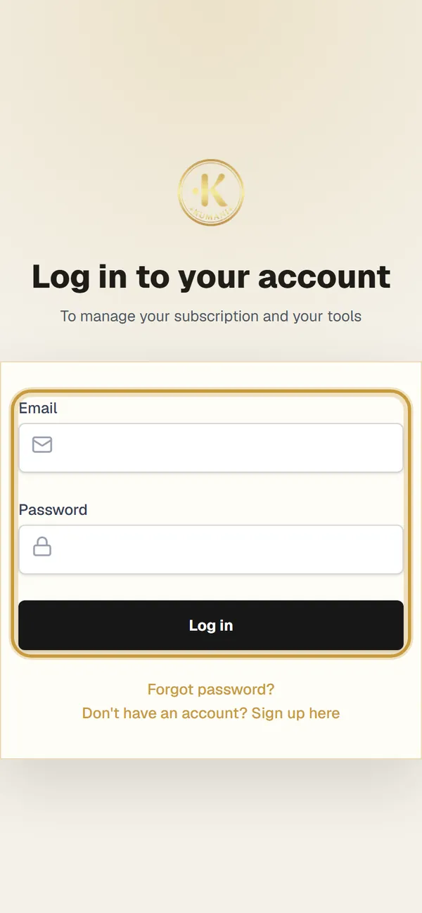 Screenshot: Enter email and password