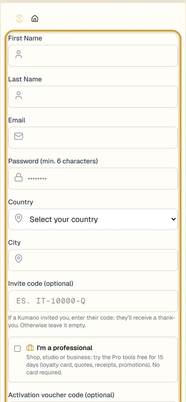 Screenshot: Fill in your details