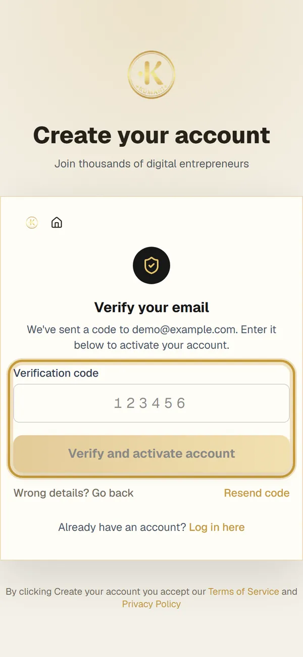 Screenshot: Verify your email