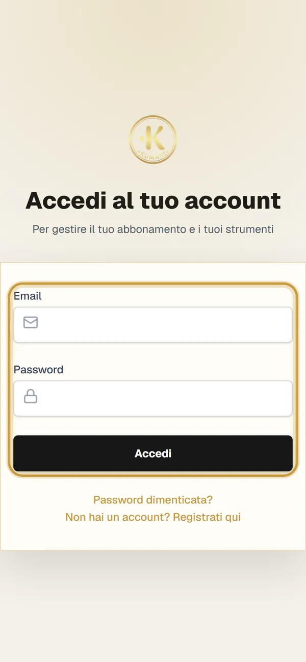 Schermata: Inserisci email e password