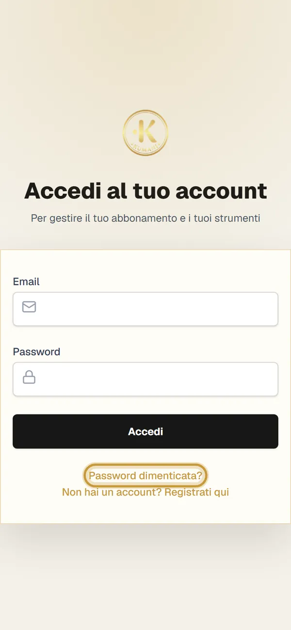 Schermata: Hai dimenticato la password?