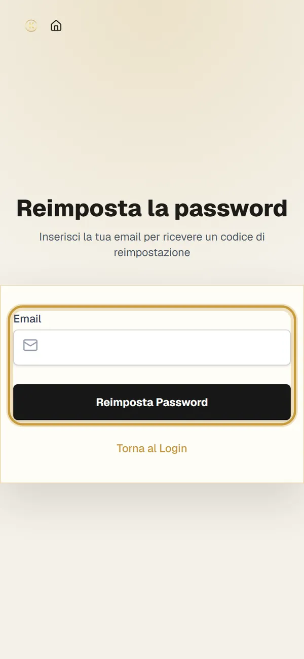 Schermata: Reimposta la password